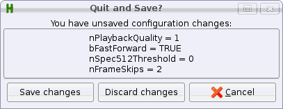 Unsaved options