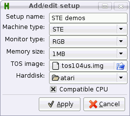 Machine setup