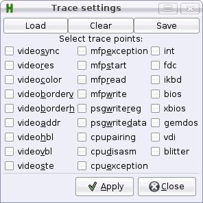 Trace settings