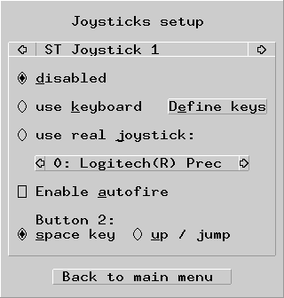 Hatari's GUI - the joystick dialog